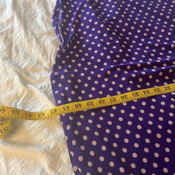 Chaps purple & cream dot dress size L - Picture 4 of 6